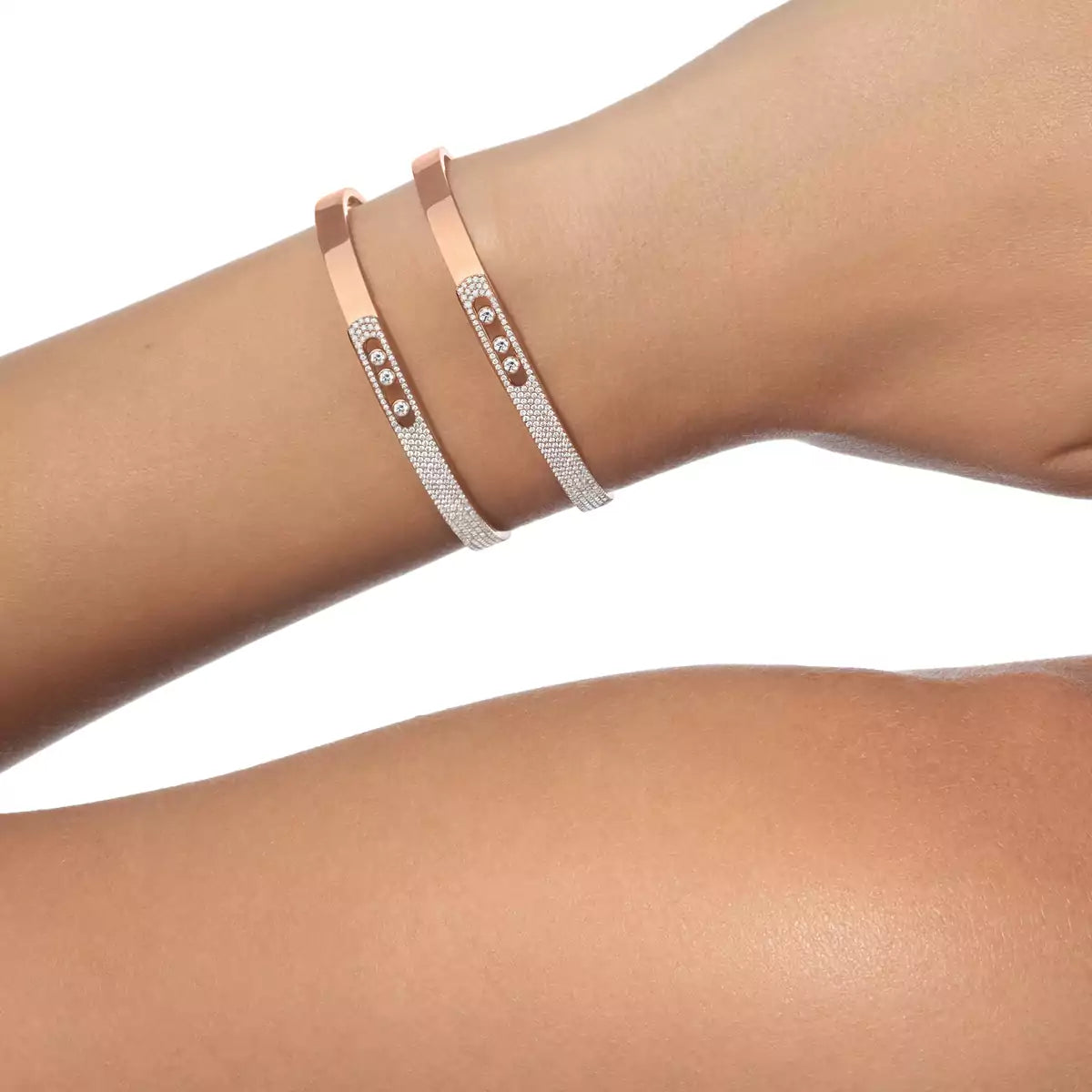 [AuraEcho]Move Noa Rose Gold Pavé Diamond Bangle Bracelet
