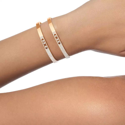 [AuraEcho]Move Noa Rose Gold Pavé Diamond Bangle Bracelet
