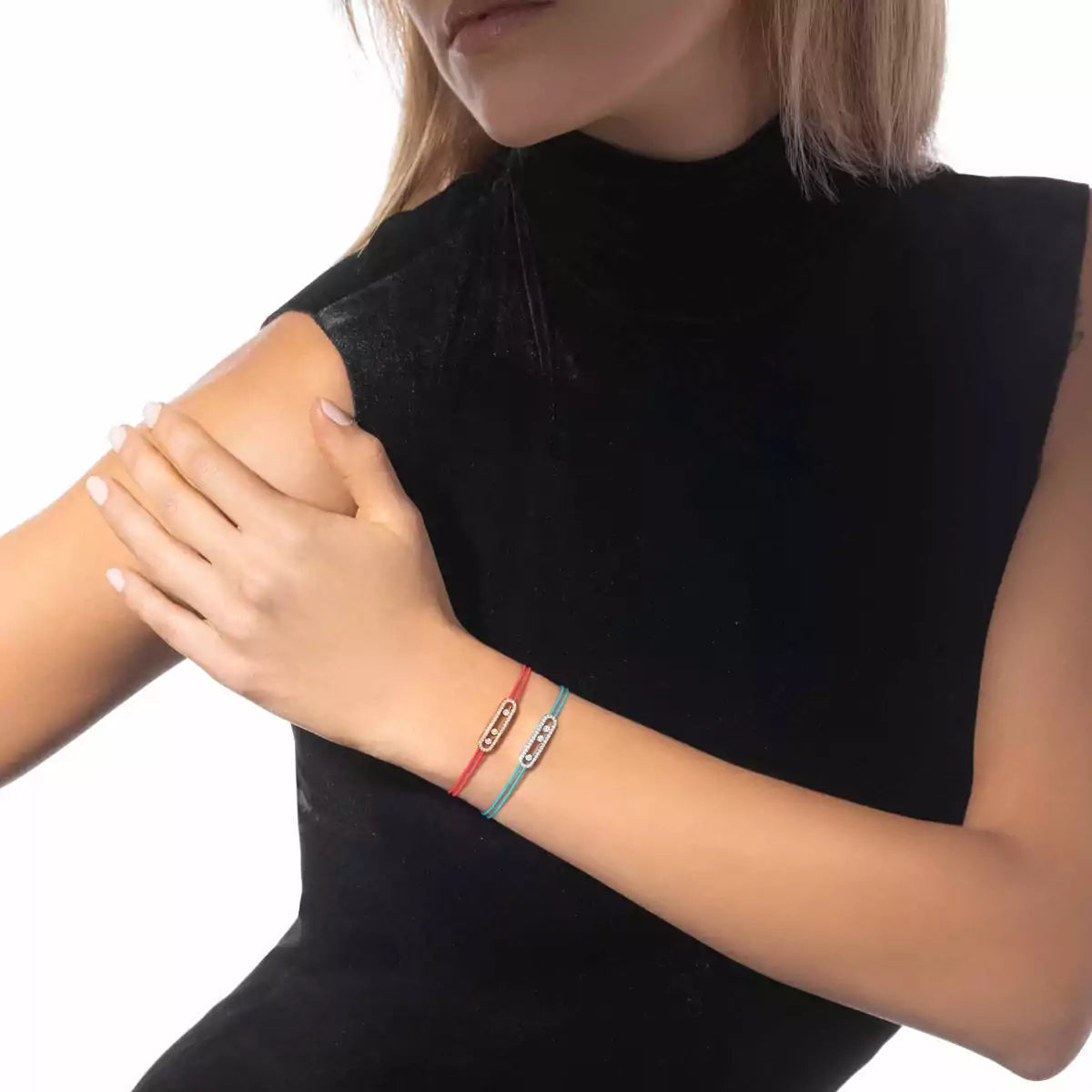 [AuraEcho]Messika Care(s) pink cord pavé bracelet