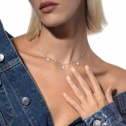 [AuraEcho]My Twin Diamond Necklace in Silver