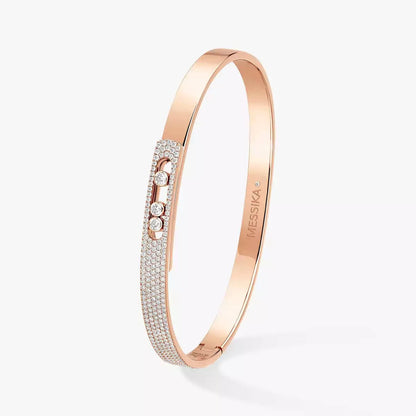 [AuraEcho]Move Noa Rose Gold Pavé Diamond Bangle Bracelet
