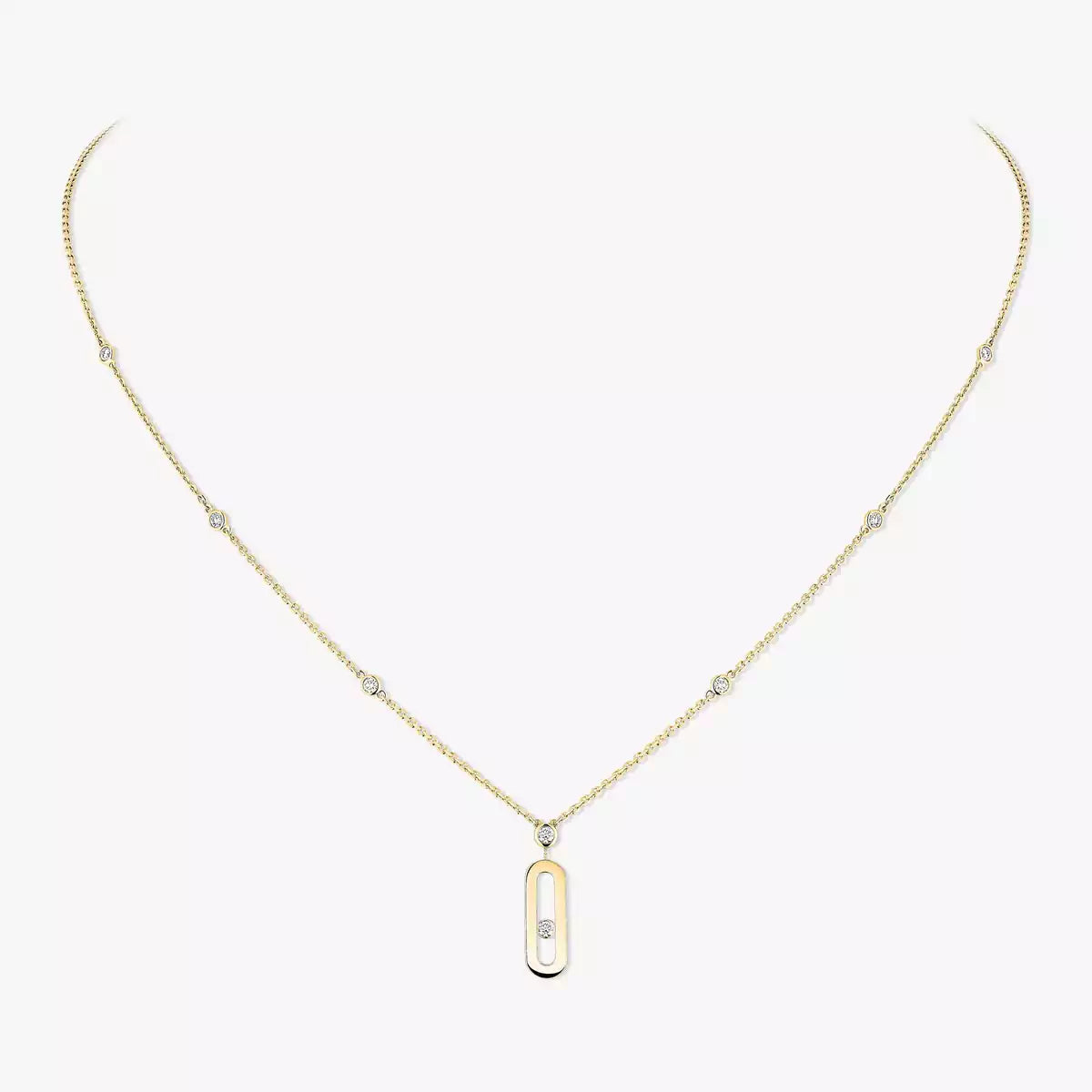 [AuraEcho] Move Uno Gold Diamond Long Necklace