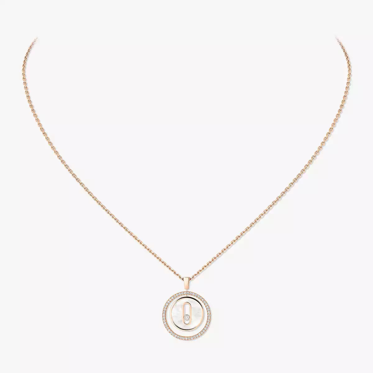 [AuraEcho]Lucky Move Diamond Necklace in Rose Gold and White Mother-of-Pearl