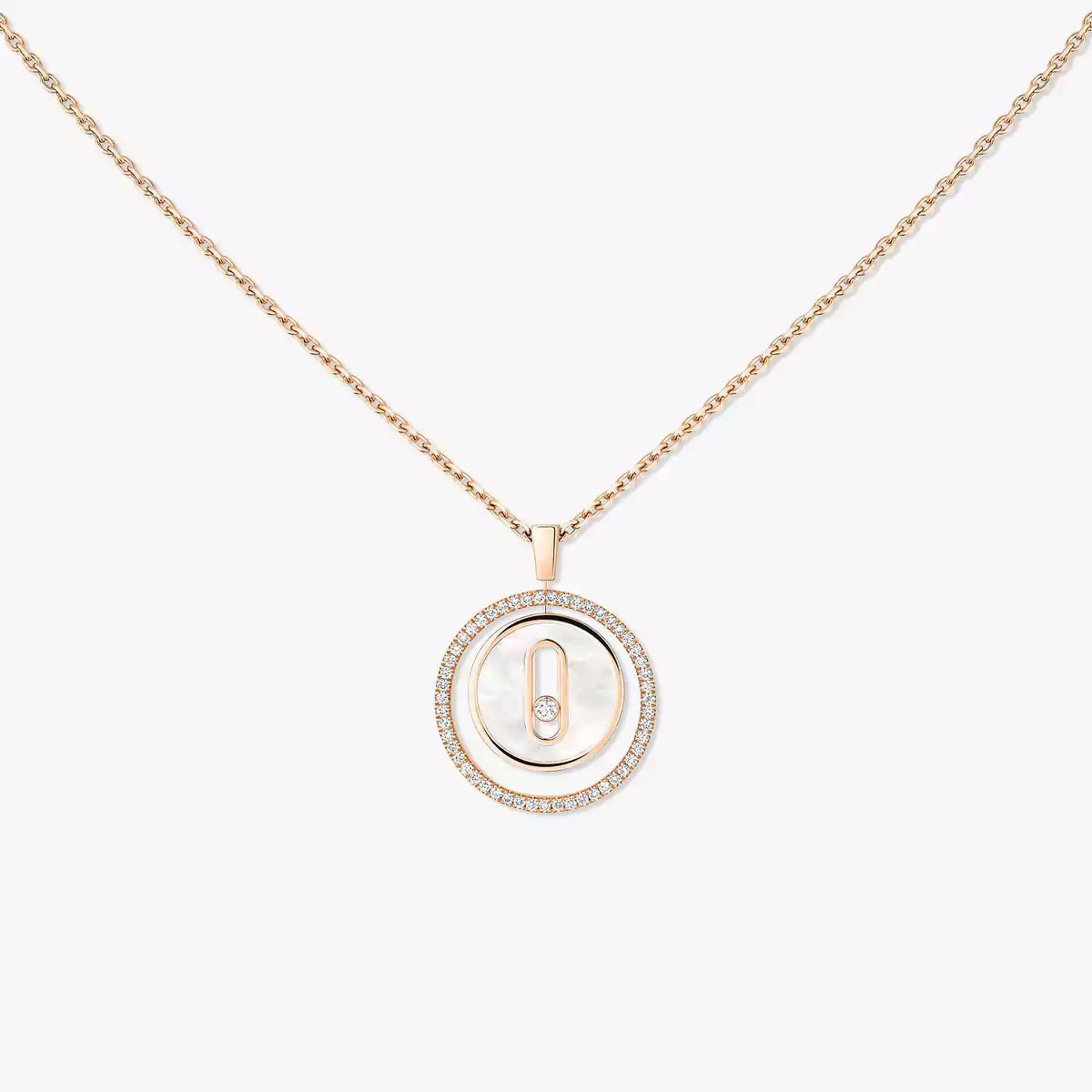 [AuraEcho]Lucky Move Diamond Necklace in Rose Gold and White Mother-of-Pearl