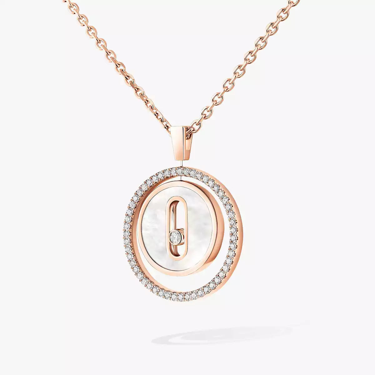 [AuraEcho]Lucky Move Diamond Necklace in Rose Gold and White Mother-of-Pearl
