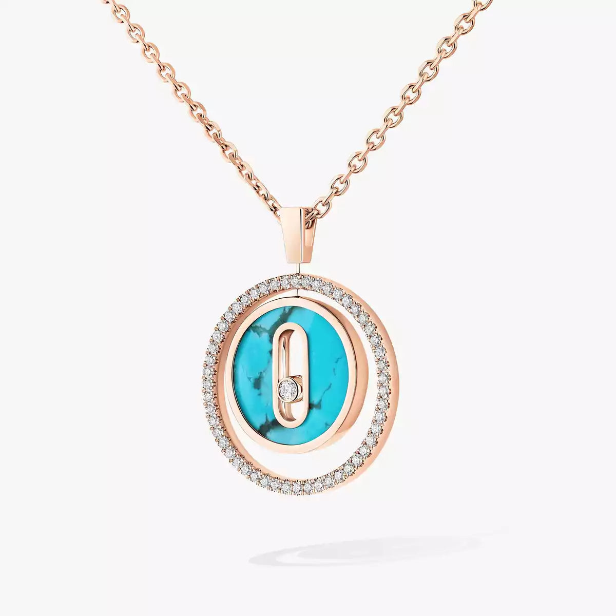[AuraEcho]Lucky Move Diamond Necklace in Rose Gold and White Mother-of-Pearl