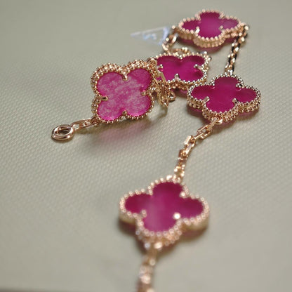 [AuraEcho]NEW CLOVER 5 MOTIFS PINK ENAMEL BRACELET
