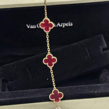 [AuraEcho]NEW CLOVER 5 MOTIFS PINK ENAMEL BRACELET