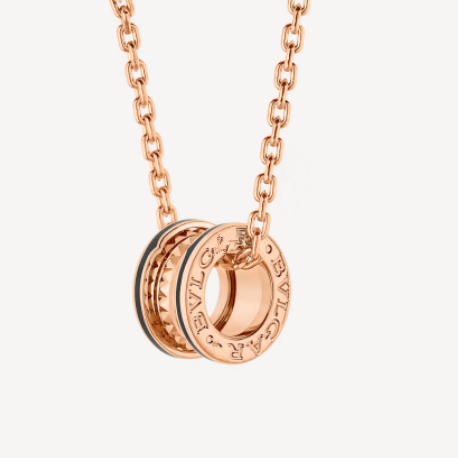 [AuraEcho Jewelry]ZERO 1 ROCK PEDANT PINK GOLD BLACK NECKLACE