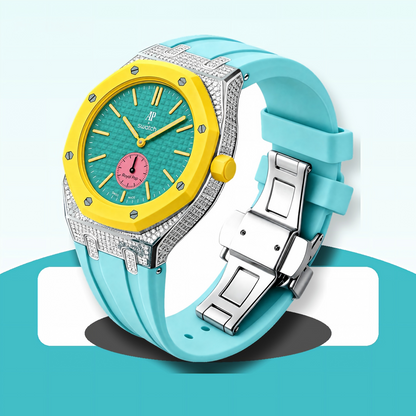 [AuraEcho] Royal Oak Pop Exclusive Steel Case With Diamond(Moissanite) & Silicone Strap