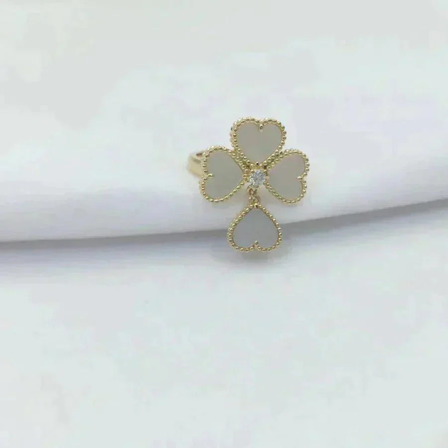 [AuraEcho Jewelry]SWEET CLOVER WHITE MOP RING
