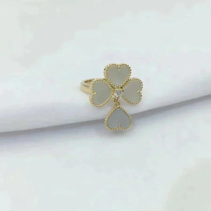 [AuraEcho Jewelry]SWEET CLOVER WHITE MOP RING