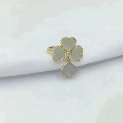 [AuraEcho Jewelry]SWEET CLOVER WHITE MOP RING