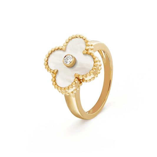 [AuraEcho Jewelry]CLOVER PINK MOP RING GOLD DIAMOND